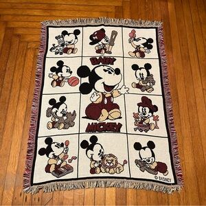 Vintage Disney Baby Mickey & Co Tapestry Throw Blanket 100% Cotton USA
